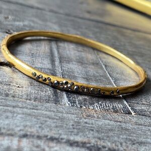 NEW Brushed Gold & Gunmetal Black Crystal Cuff Bracelet